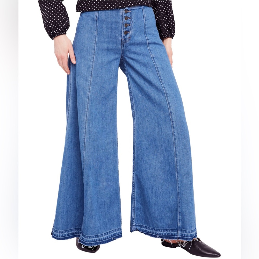 Free People Blue Flare & Wide Leg Jeans